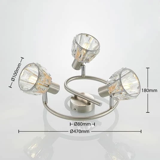 B-Ware Lindby Kosta Deckenlampe Deckenleuchte Lampe Leuchte Hängelampe 3 flammig nickel