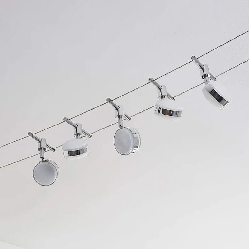 B-Ware Lampenwelt LED-Seilsystem Deckenlampe Lampe Leuchte Ksenija verchromt 5-flammig