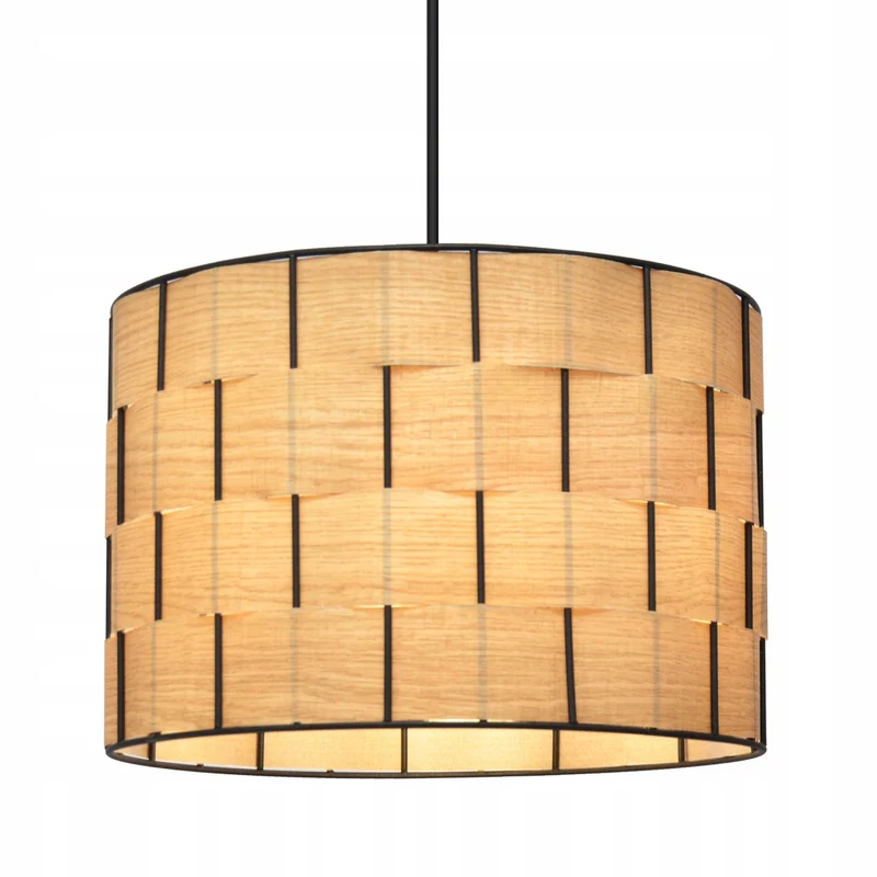 B-Ware Hängeleuchte Pendelleuchte Atlanta eichefarben Textil Lampe Leuchte Wohnzimmer