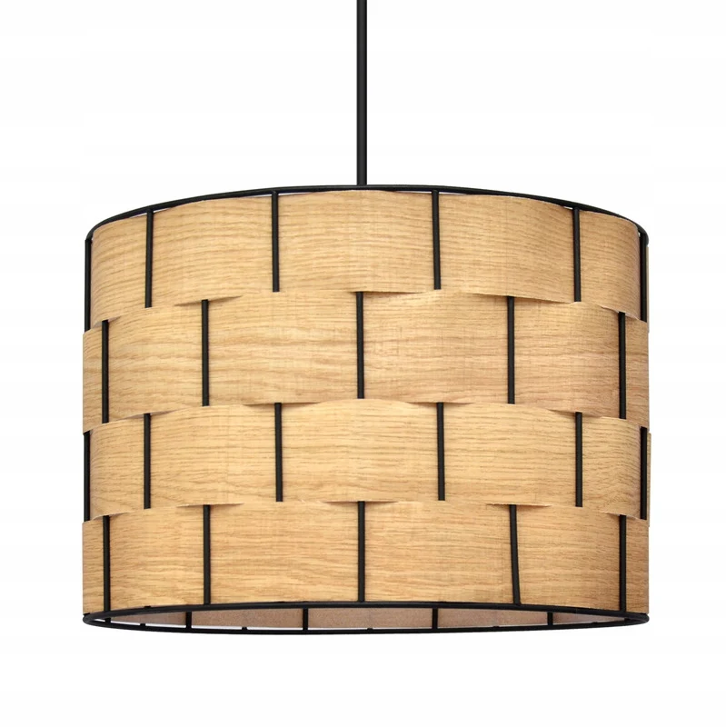 B-Ware Hängeleuchte Pendelleuchte Atlanta eichefarben Textil Lampe Leuchte Wohnzimmer