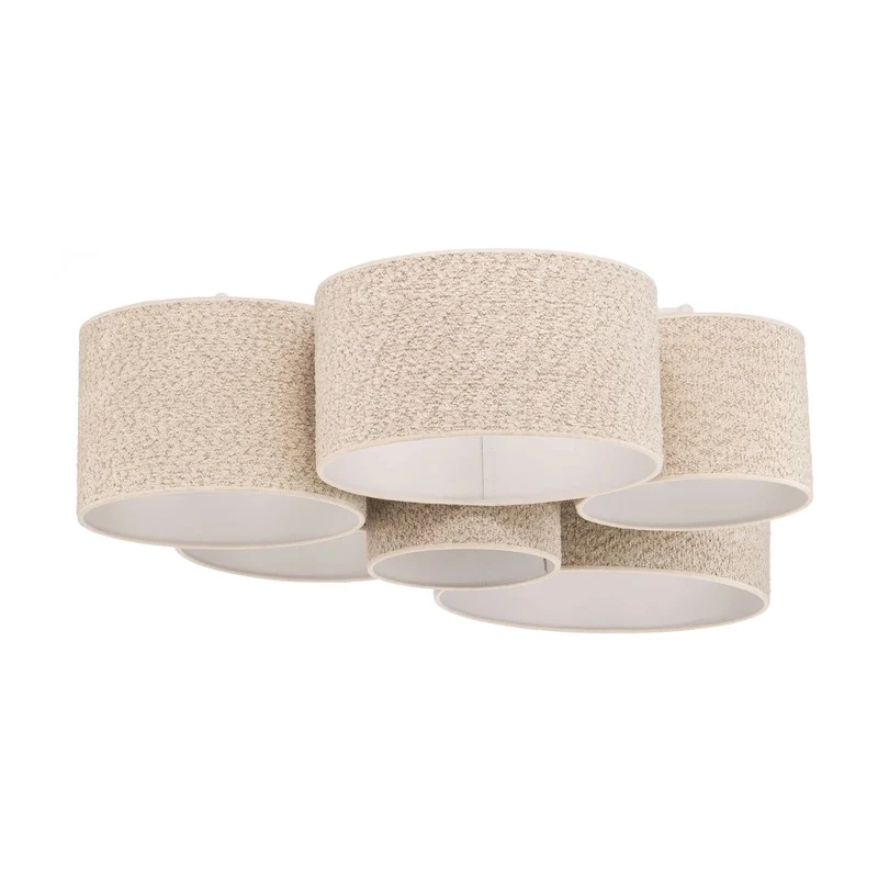 B-Ware Euluna Deckenleuchte Deckenlampe Boucle 6-flg ecru Wohnzimmer Beleuchtung