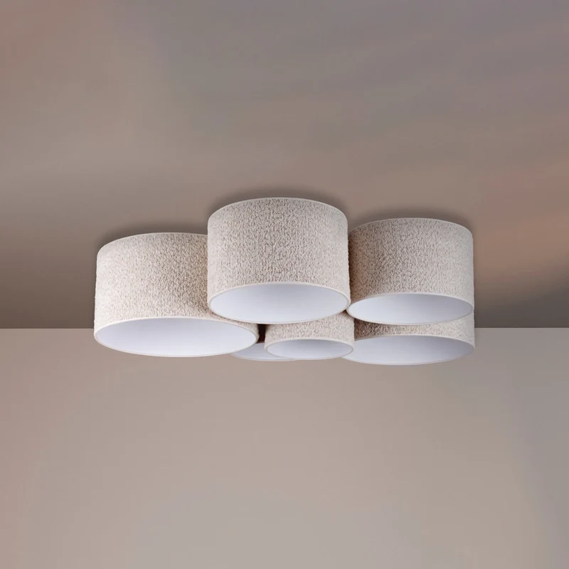 B-Ware Euluna Deckenleuchte Deckenlampe Boucle 6-flg ecru Wohnzimmer Beleuchtung