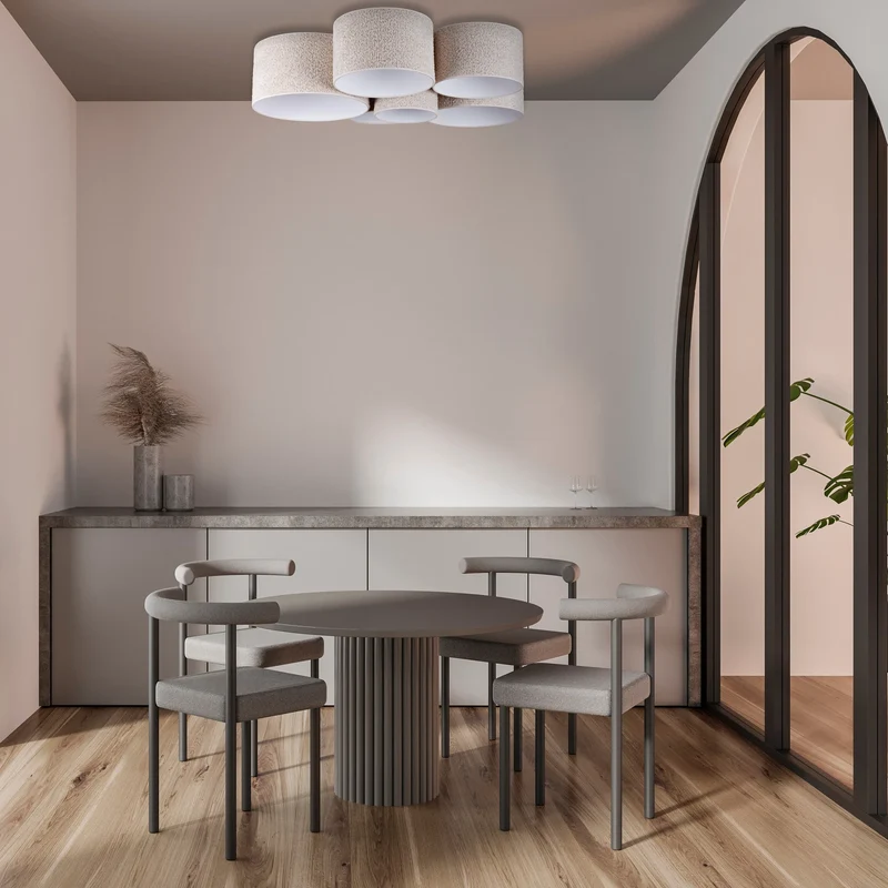 B-Ware Euluna Deckenleuchte Deckenlampe Boucle 6-flg ecru Wohnzimmer Beleuchtung
