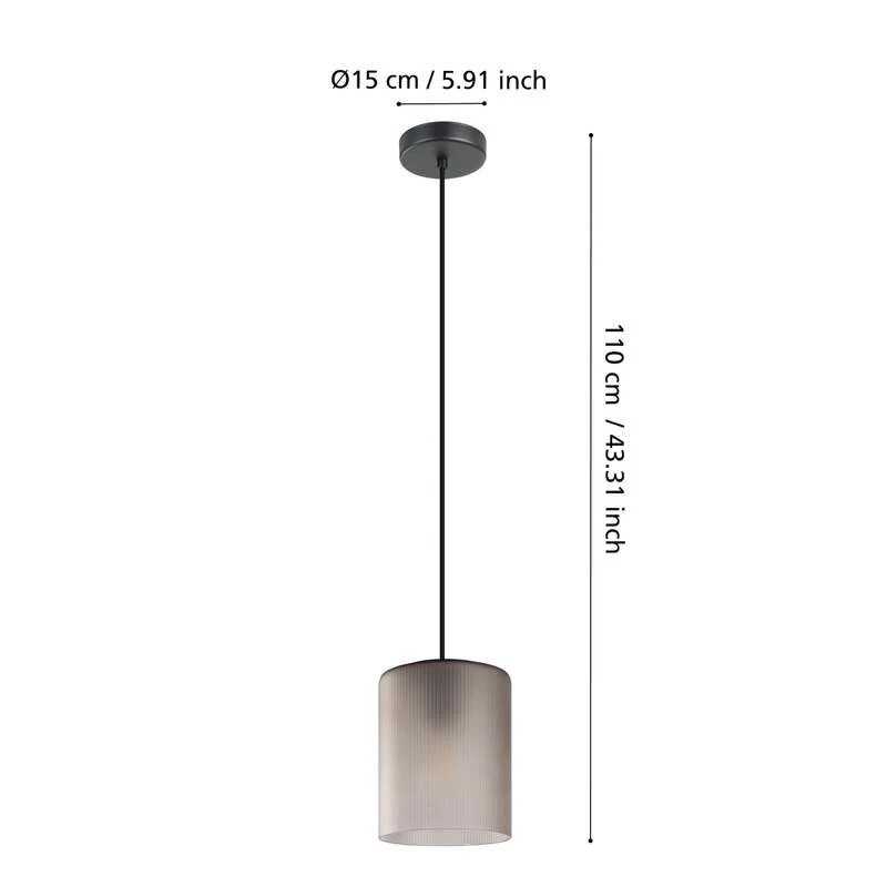B-Ware eglo Pendelleuchte Hängelampe Glas rauchgrau transparent Colomera Leuchte Licht