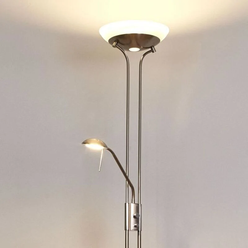 B-Ware Lampenwelt Dimmbarer LED-Deckenfluter Stehleuchte Stehlampe Denise mit Leselampe