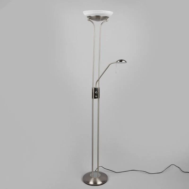 B-Ware Lampenwelt Dimmbarer LED-Deckenfluter Stehleuchte Stehlampe Denise mit Leselampe