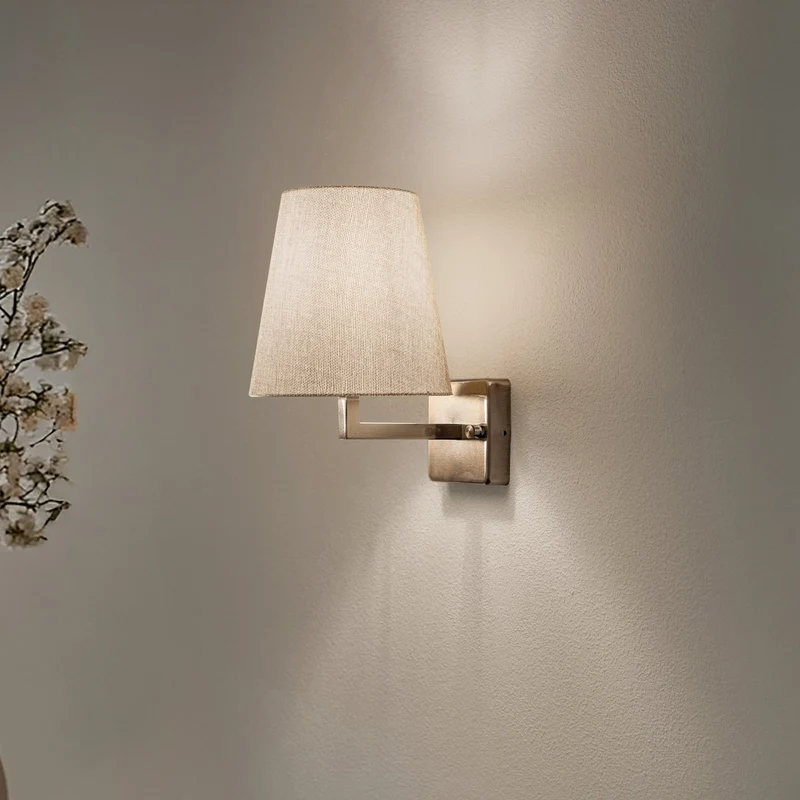 B-Ware Profil Wandleuchte Wandlampe gold creme Metall Textil Höhe 30 cm Wohnzimmer Flur