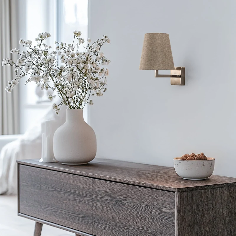 B-Ware Profil Wandleuchte Wandlampe gold creme Metall Textil Höhe 30 cm Wohnzimmer Flur