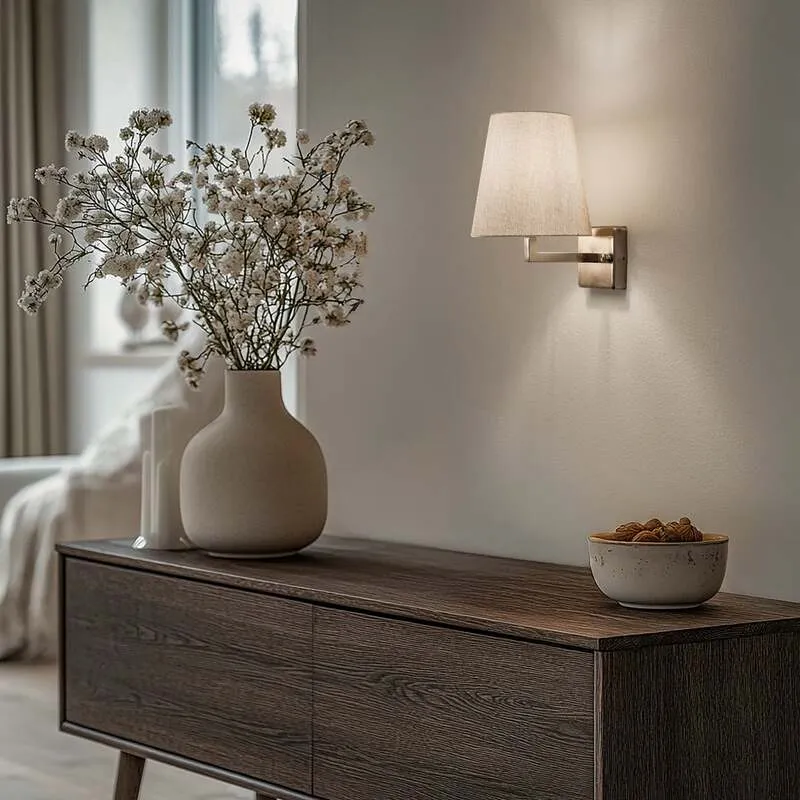 B-Ware Profil Wandleuchte Wandlampe gold creme Metall Textil Höhe 30 cm Wohnzimmer Flur