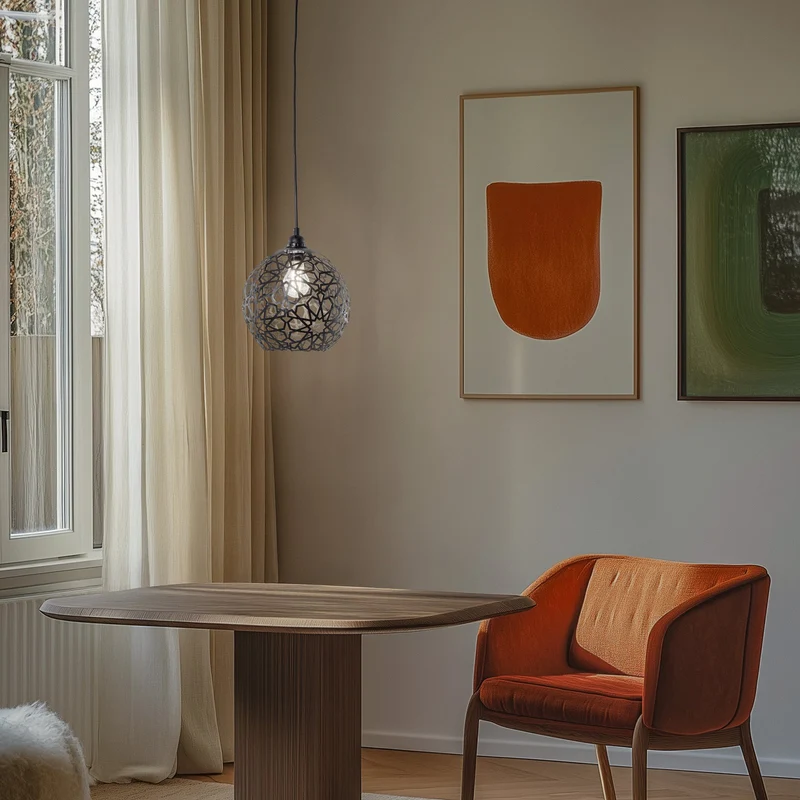 B-Ware Opviq Fellini Hängelampe Pendelleuchte MR-785 Lampe 1-flammig Ø 25cm schwarz
