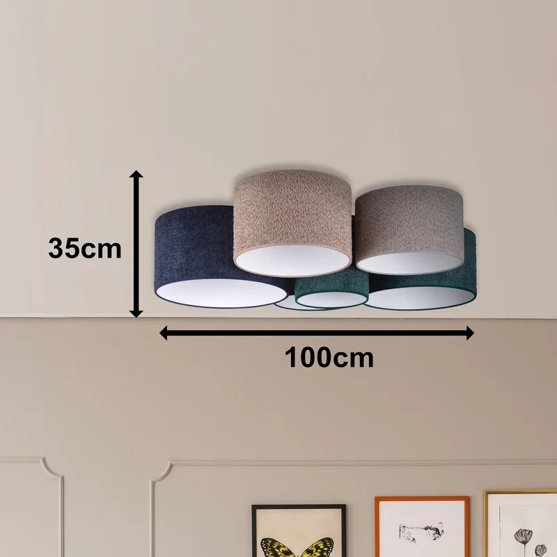 B-Ware Euluna Deckenleuchte Boucle 6fl blau/grün/cappuccino/grau741