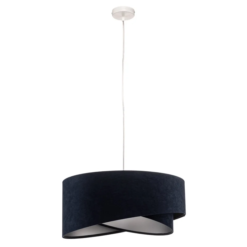 B-Ware Hängeleuchte Pendelleuchte Vivien blau/silber Velours Deckenlampe Kunststoff
