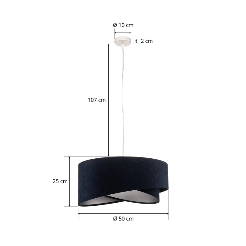 B-Ware Hängeleuchte Pendelleuchte Vivien blau/silber Velours Deckenlampe Kunststoff