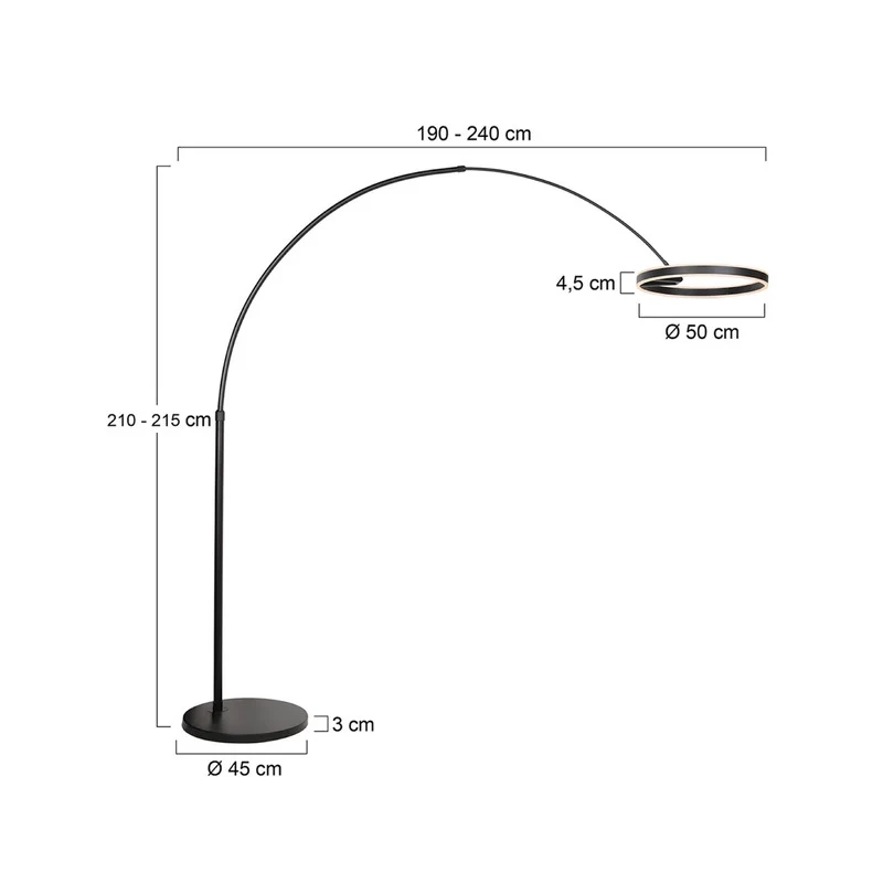 B-Ware Steinhauer Bogenleuchte Stehlampe LED Ringlux schwarz Metall Dimmer CCT