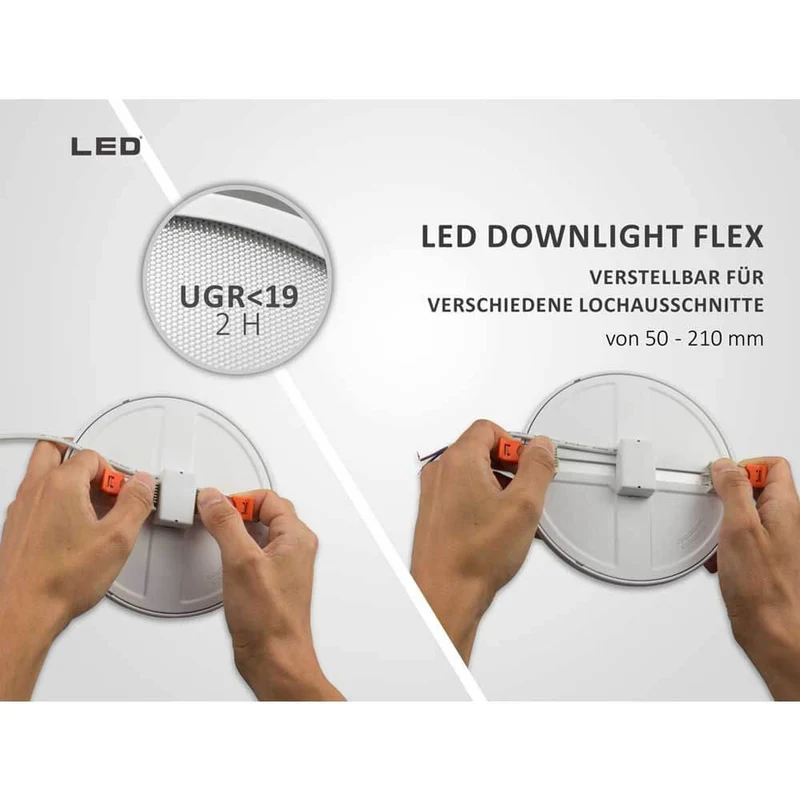 Einbau LED-Panel Ø 17,5cm Flex 15W Ausschnitt 5-16cm Neutralweiß