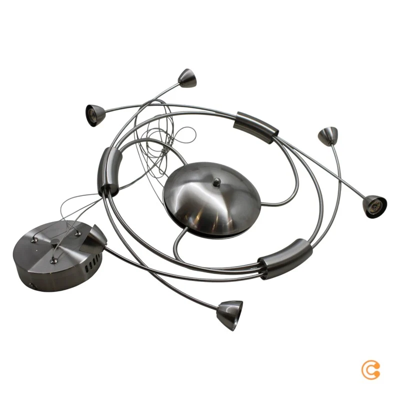 B-Ware LED Hängeleuchte Deyan Pendelleuchte Nickel matt Wohnzimmer Esstisch 6-flammig