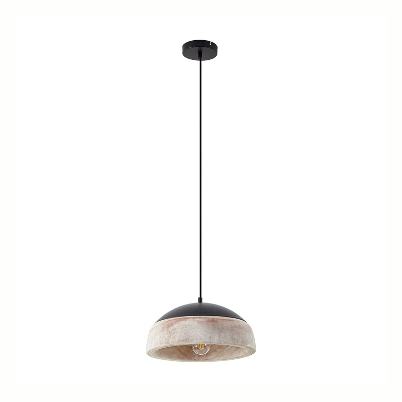 B-Ware Lucande Hängeleuchte Pendelleuchte Leivar Ø35cm LED Holz Schwarz E27 Lampe 913