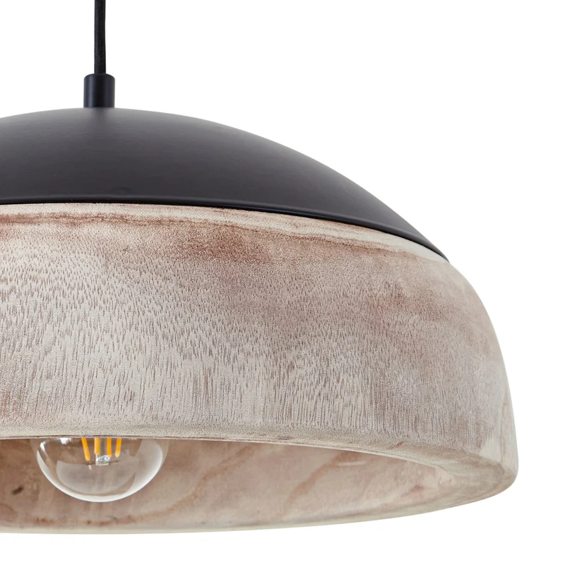 B-Ware Lucande Hängeleuchte Pendelleuchte Leivar Ø35cm LED Holz Schwarz E27 Lampe 913