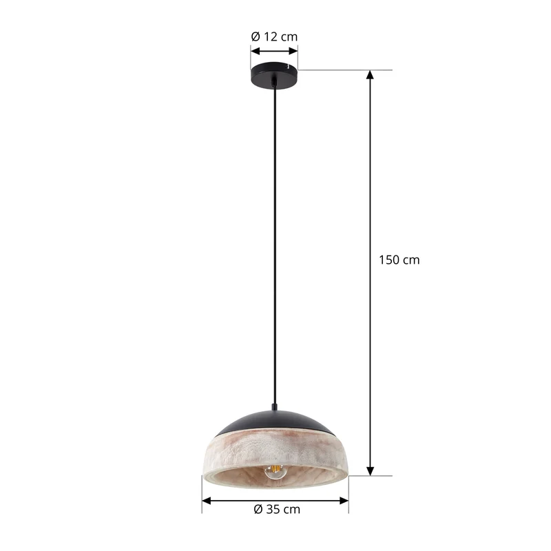 B-Ware Lucande Hängeleuchte Pendelleuchte Leivar Ø35cm LED Holz Schwarz E27 Lampe 913