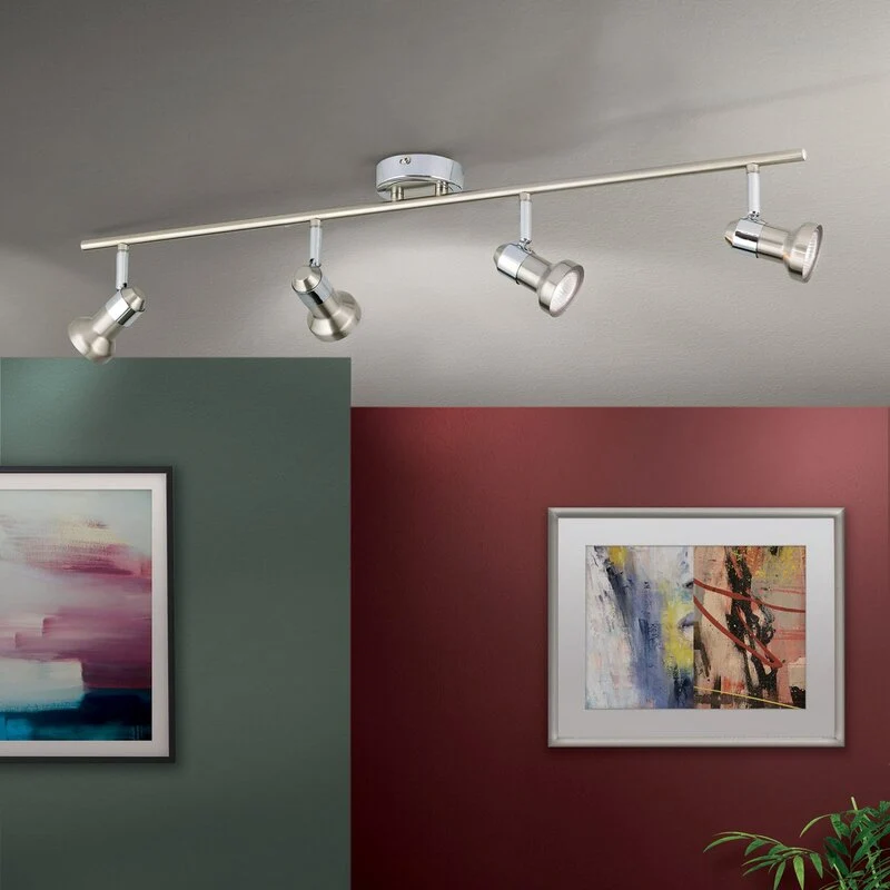 B-Ware Deckenleuchte BARBORA Strahler Lampe Nickel satiniert GU10 LED 4-flammig Leuchte