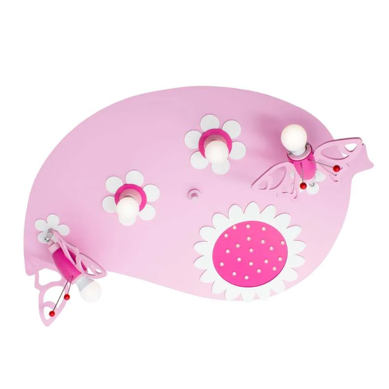 B-Ware ELOBRA Deckenleuchte Lampe Blatt Falter Kinderzimmer Schmetterling Rosa Blumen