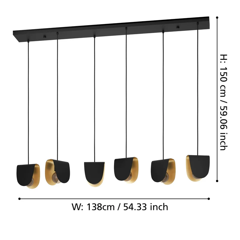 B-Ware Stars Of Light Hängelampe Pendelleuchte Serenara Lampe schwarz gold Stahl