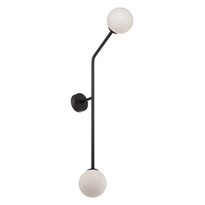 B-Ware Wandleuchte Pure Wandlampe schwarz Metall Glas zweiflammig senkrecht dimmbar