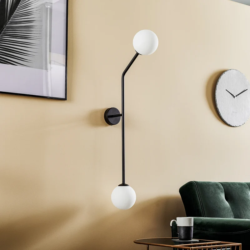B-Ware Wandleuchte Pure Wandlampe schwarz Metall Glas zweiflammig senkrecht dimmbar
