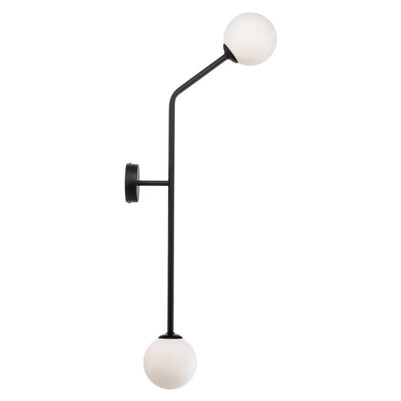 B-Ware Wandleuchte Pure Wandlampe schwarz Metall Glas zweiflammig senkrecht dimmbar