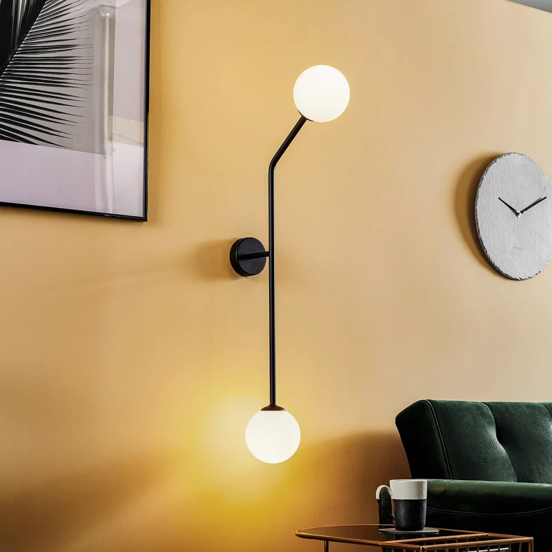 B-Ware Wandleuchte Pure Wandlampe schwarz Metall Glas zweiflammig senkrecht dimmbar