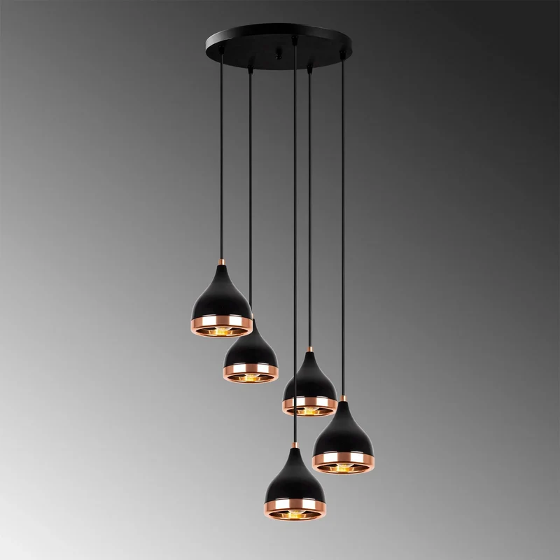 B-Ware Yildo Hängeleuchte Pendelleuchte schwarz kupfer Metall Leuchte Lampe rund
