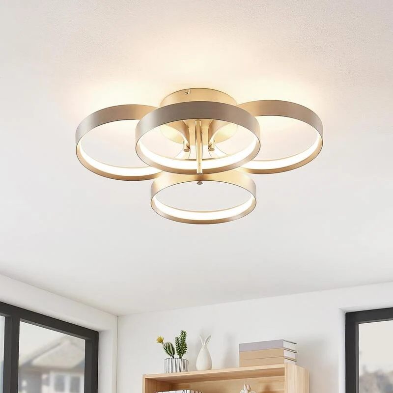 B-Ware Lucande Naylia LED-Deckenlampe Deckenlampe Lampe Leuchte Decke nickel dimmbar