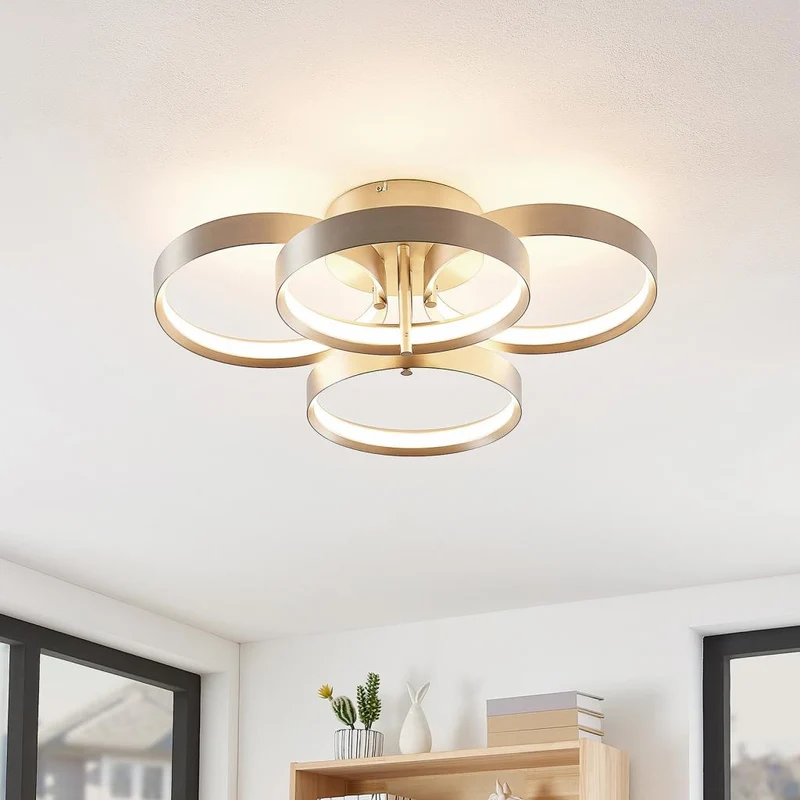 B-Ware Lucande Naylia LED-Deckenlampe Deckenlampe Lampe Leuchte Decke nickel dimmbar