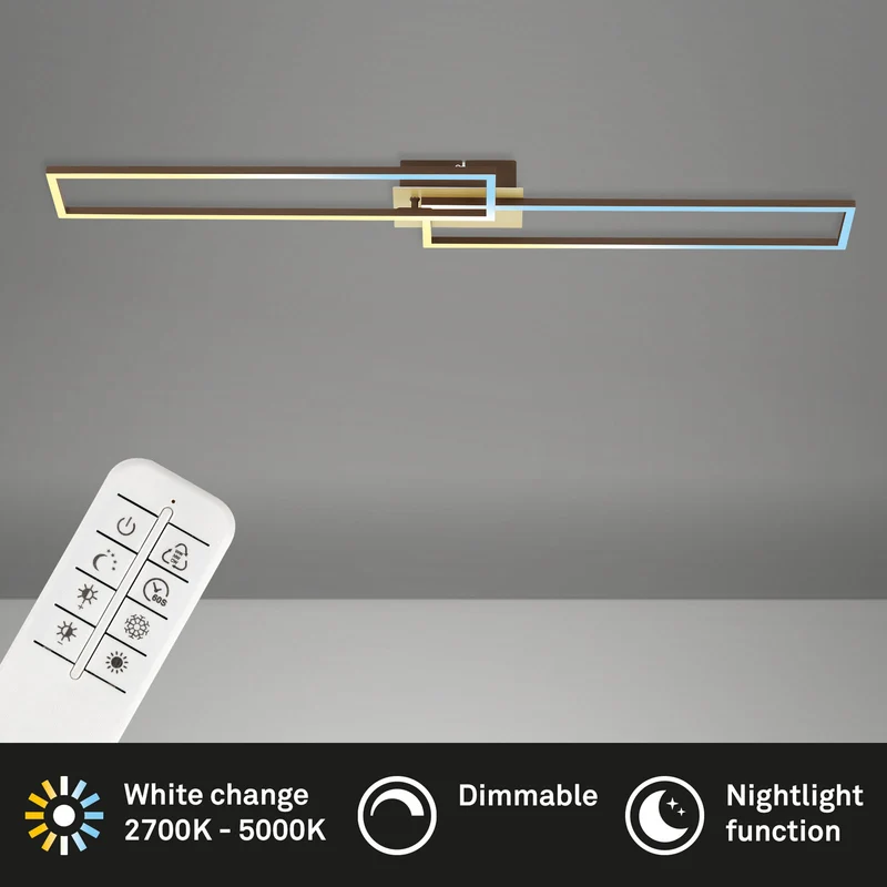 B-Ware Briloner Deckenleuchte Deckenlampe LED Frame Gold Fernbedienung dimmbar