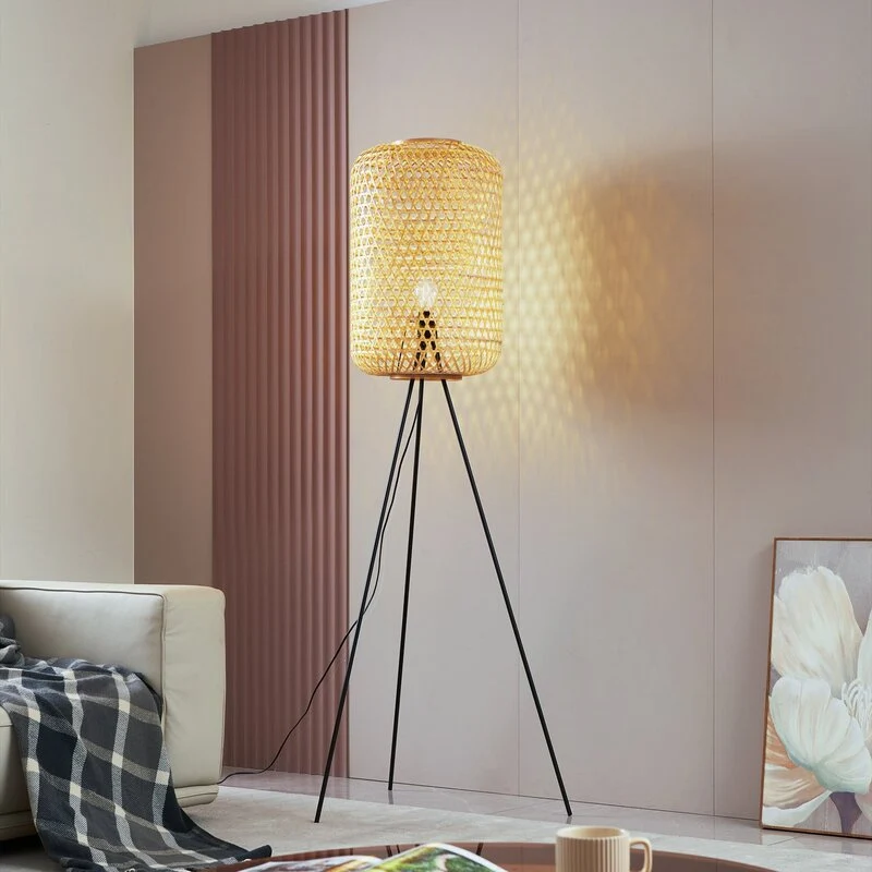 B-Ware Lucande Jorick Stehleuchte Stehlampe Leuchte Lampe Bambus SIEHE TEXT/FOTO