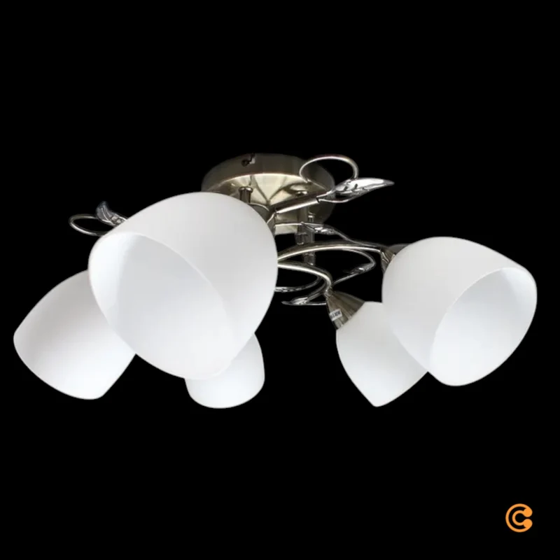 B-Ware Deckenleuchte Lampe Licht Lindby Thaddeus Wohnraum Nickel Weiß 5-flammig