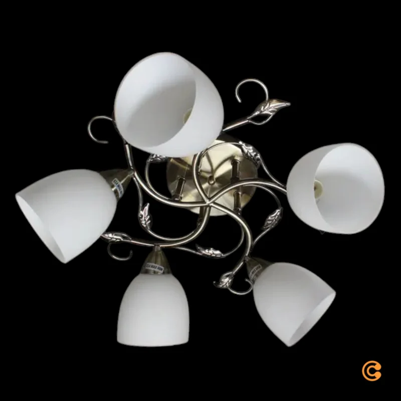 B-Ware Deckenleuchte Lampe Licht Lindby Thaddeus Wohnraum Nickel Weiß 5-flammig