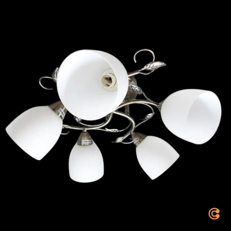 B-Ware Deckenleuchte Lampe Licht Lindby Thaddeus Wohnraum Nickel Weiß 5-flammig