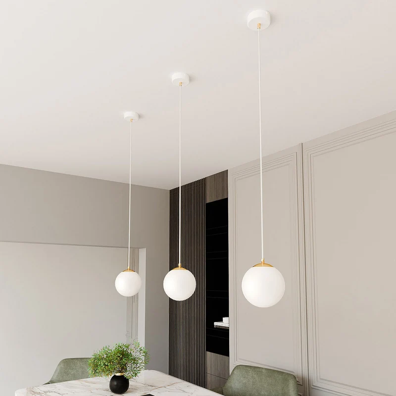 B-Ware EMIBIG Pendelleuchte Hängeleuchte Royal Glas weiß E14 LED 1-flammig dimmbar