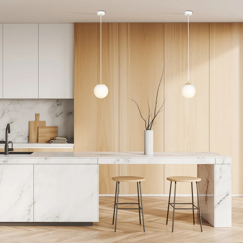 B-Ware EMIBIG Pendelleuchte Hängeleuchte Royal Glas weiß E14 LED 1-flammig dimmbar