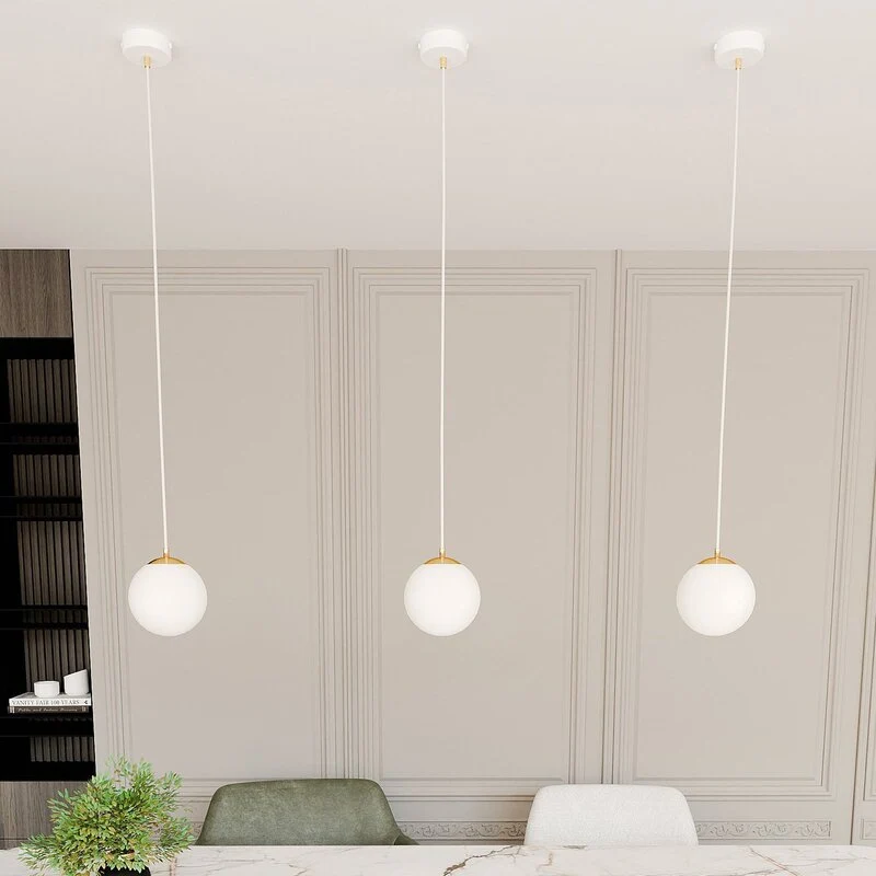 B-Ware EMIBIG Pendelleuchte Hängeleuchte Royal Glas weiß E14 LED 1-flammig dimmbar
