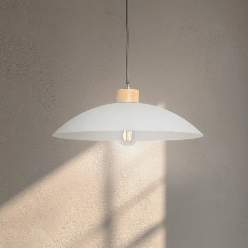 B-Ware Hängeleuchte Pendelleuchte OHANA Opalglas Lampe Glas Eiche weiß 40 cm E27 LED