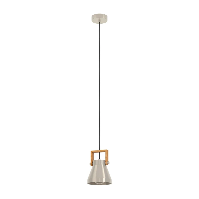 B-Ware eglo Hängelampe Pendelleuchte Stahl Holz Cawton Leuchte Ø 16 cm E27 LED Lampe