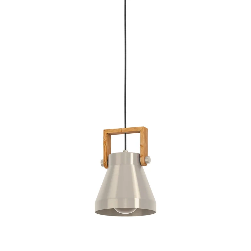 B-Ware eglo Hängelampe Pendelleuchte Stahl Holz Cawton Leuchte Ø 16 cm E27 LED Lampe