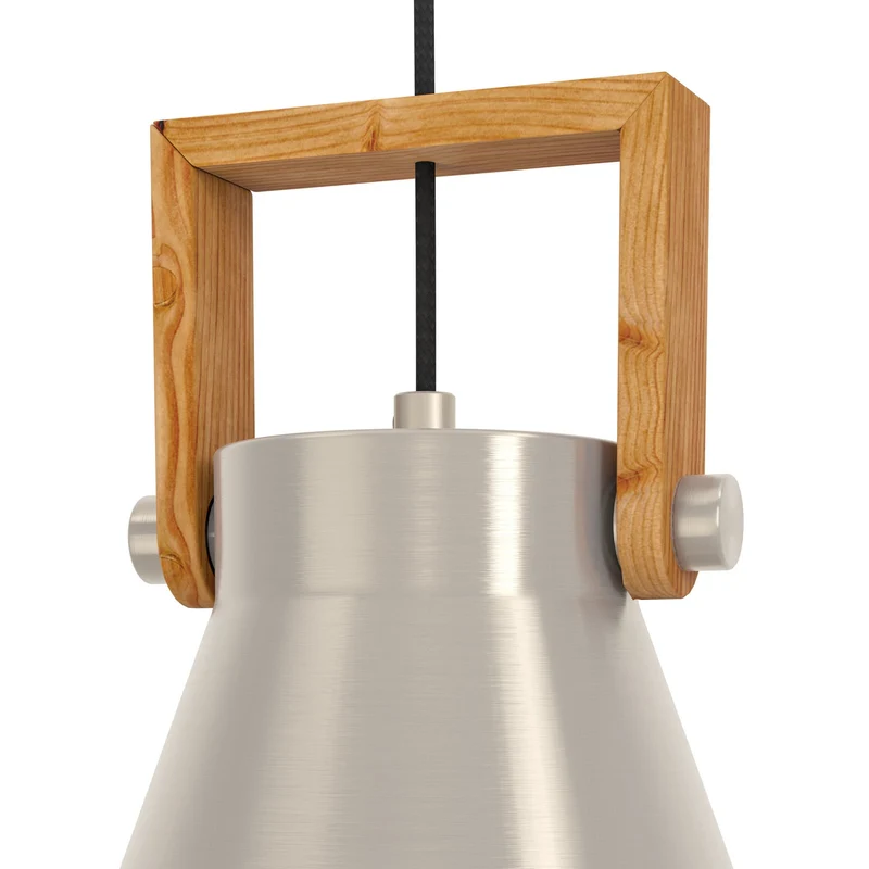 B-Ware eglo Hängelampe Pendelleuchte Stahl Holz Cawton Leuchte Ø 16 cm E27 LED Lampe