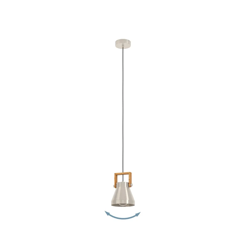 B-Ware eglo Hängelampe Pendelleuchte Stahl Holz Cawton Leuchte Ø 16 cm E27 LED Lampe