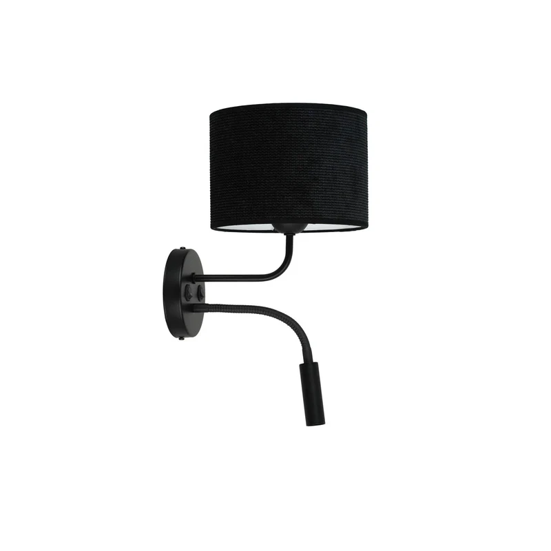 B-Ware Wandleuchte Roller Wandlampe Leselicht Cord schwarz Metall schwarz Schalter LED