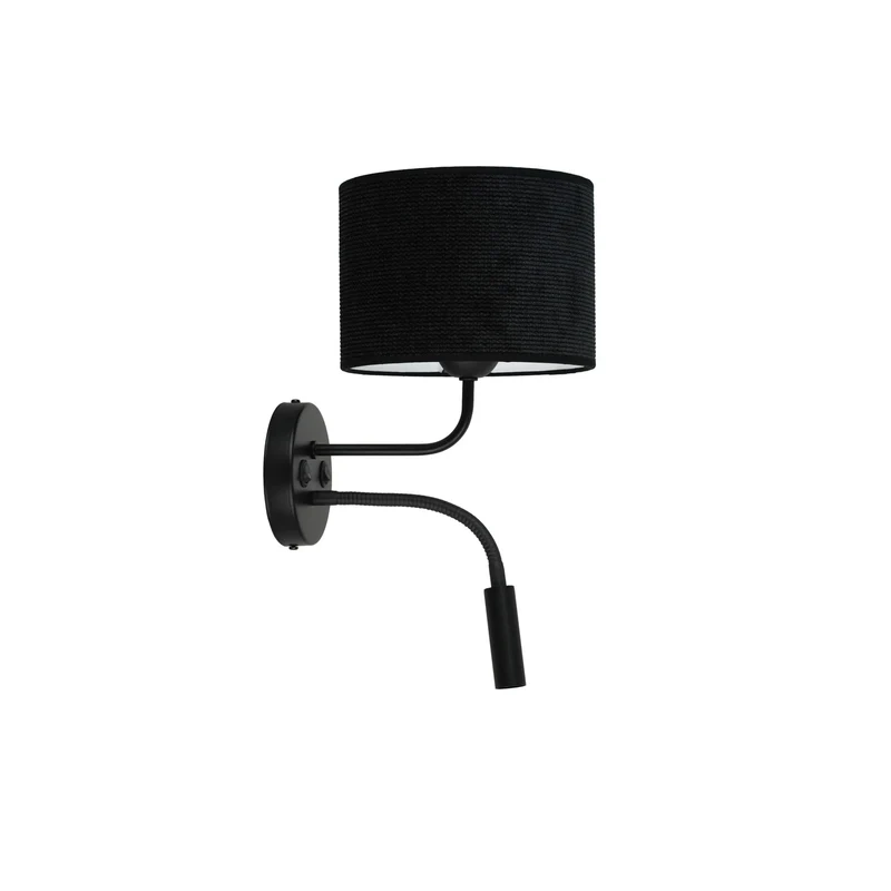 B-Ware Wandleuchte Roller Wandlampe Leselicht Cord schwarz Metall schwarz Schalter LED