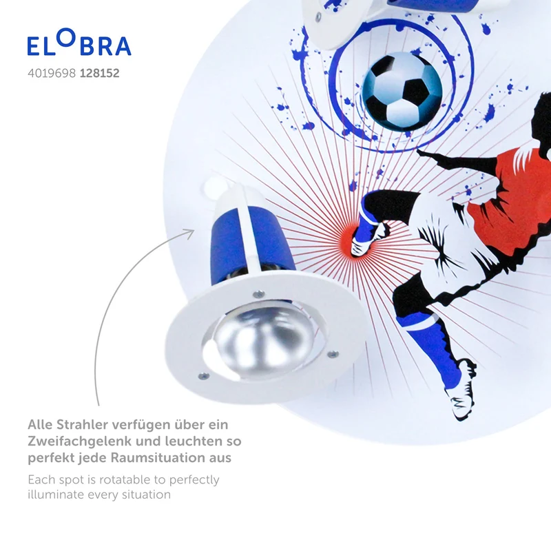 B-Ware Elobra Deckenleuchte Lampe Soccer Kinderzimmer blau weiß Holz LED Kinderlampe