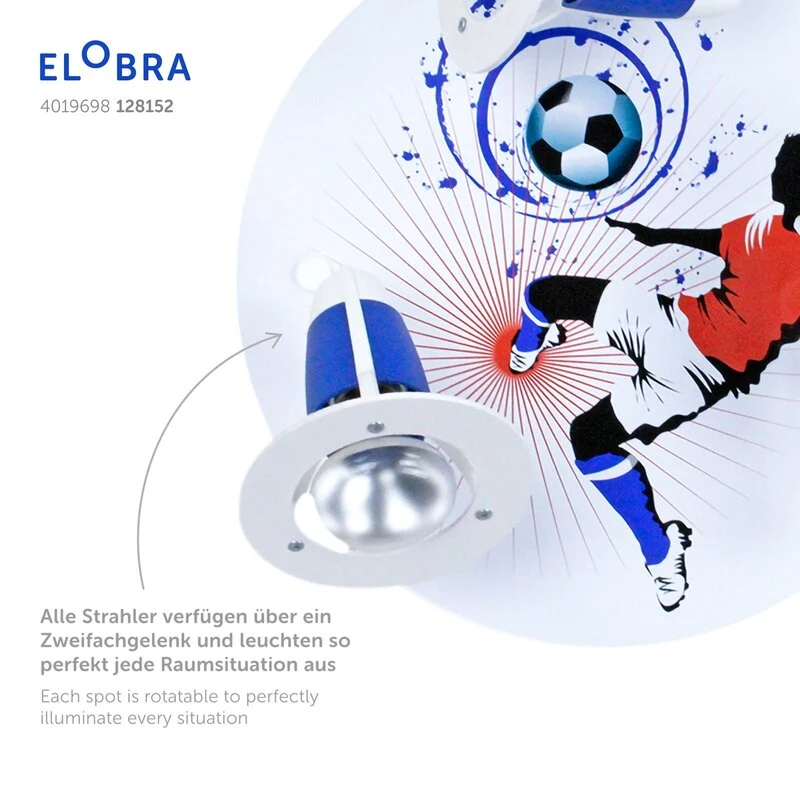 B-Ware Elobra Deckenleuchte Lampe Soccer Kinderzimmer blau weiß Holz LED Kinderlampe